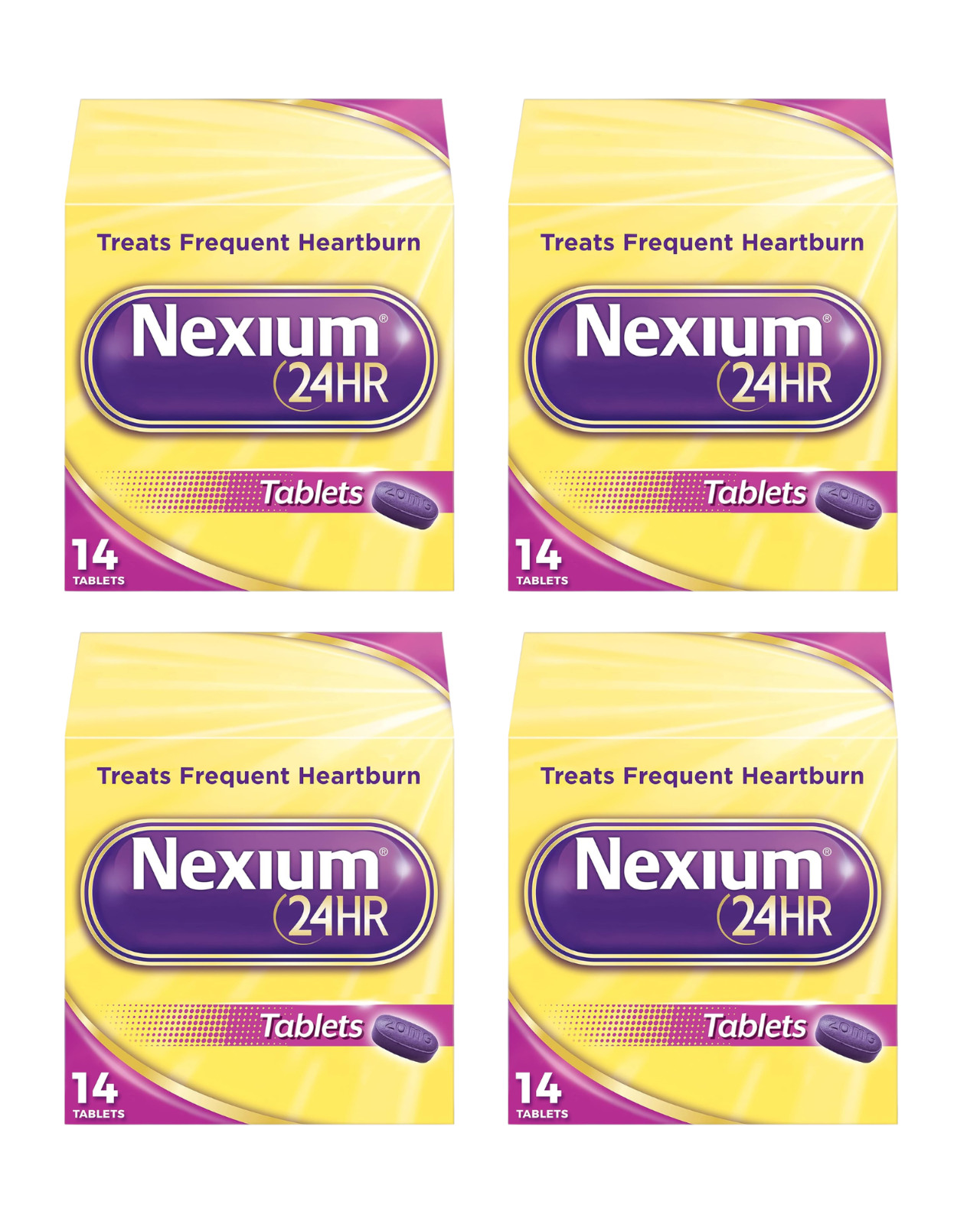 Nexium 24HR 20mg 14ct Tablets 4‑Pack Heartburn Relief | EXP 08/2026+