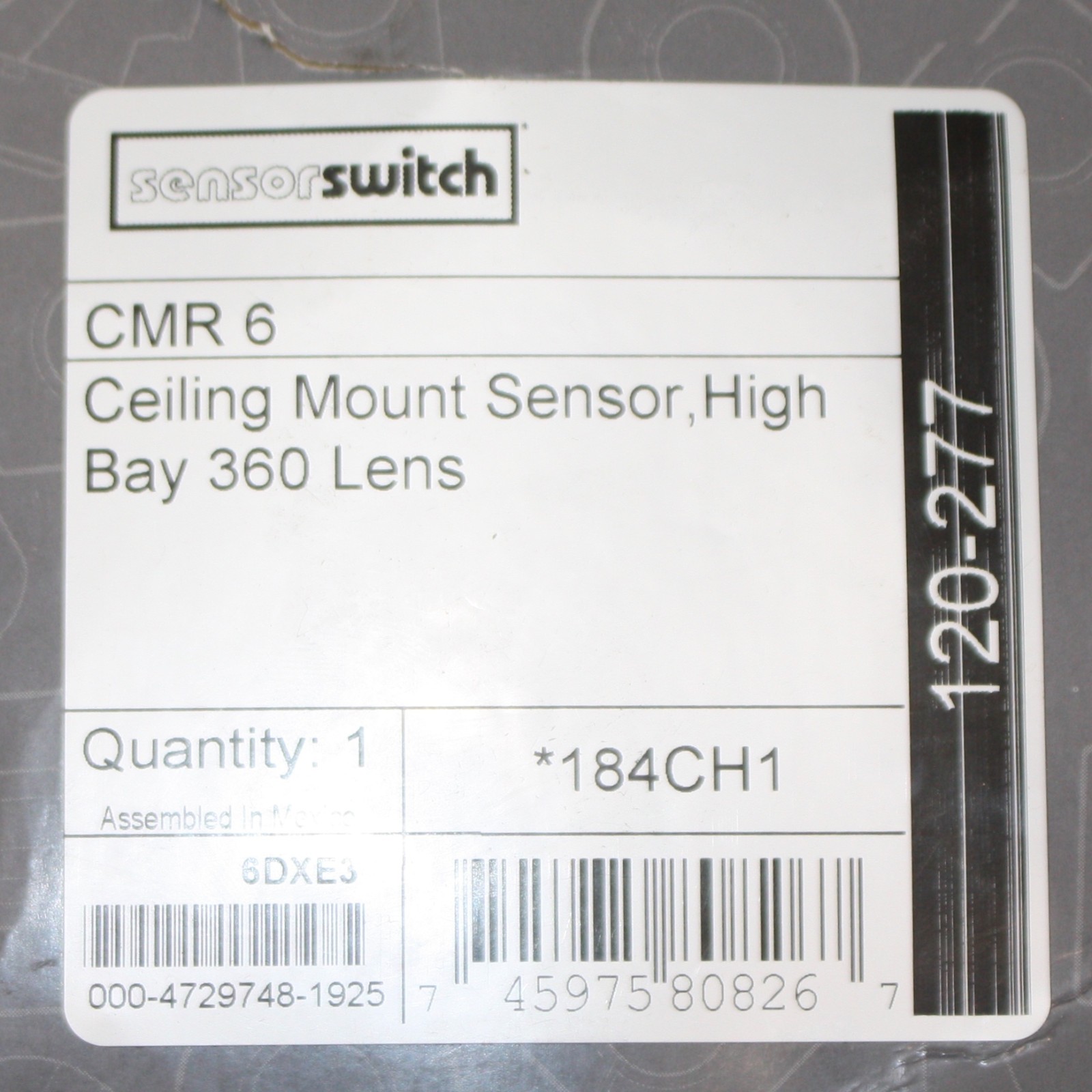 Sensor Switch CMR Occupancy Sensor CMR 6, PIR, 120/277V AC, White, 360°
