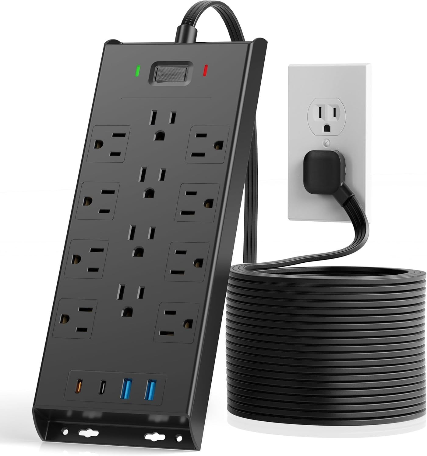 Surge Protector Power Strip 12 Outlets USB C USB Ports Wall Mountable 4800J
