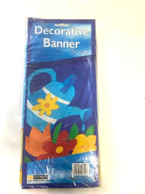 NEW 28" x 40" Nylon Decorative Banner  SUMMER FLOWERS with WATERING CAN