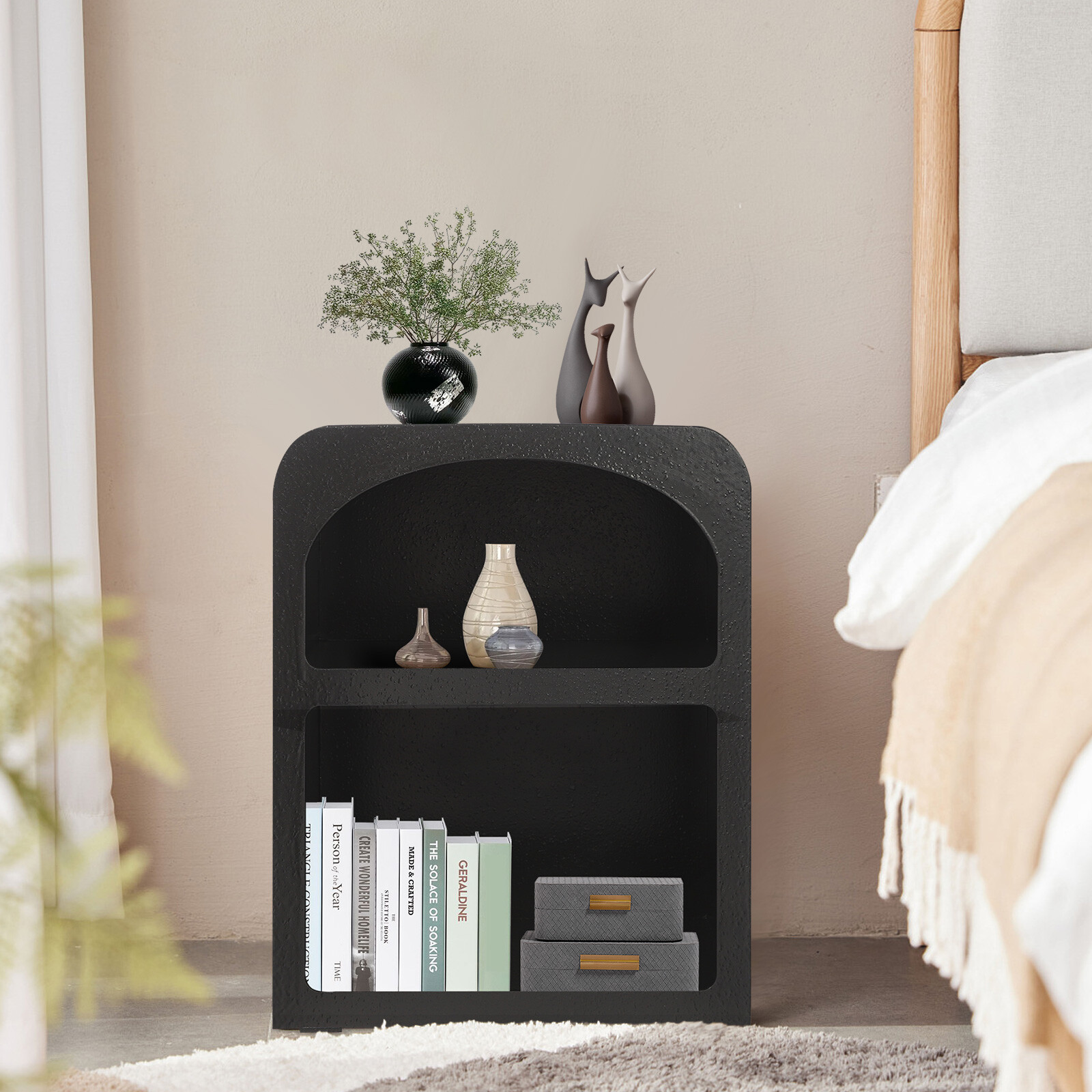 Bedside Table, Storage Cabinet for the Bedroom, Side Table with 2-tiers