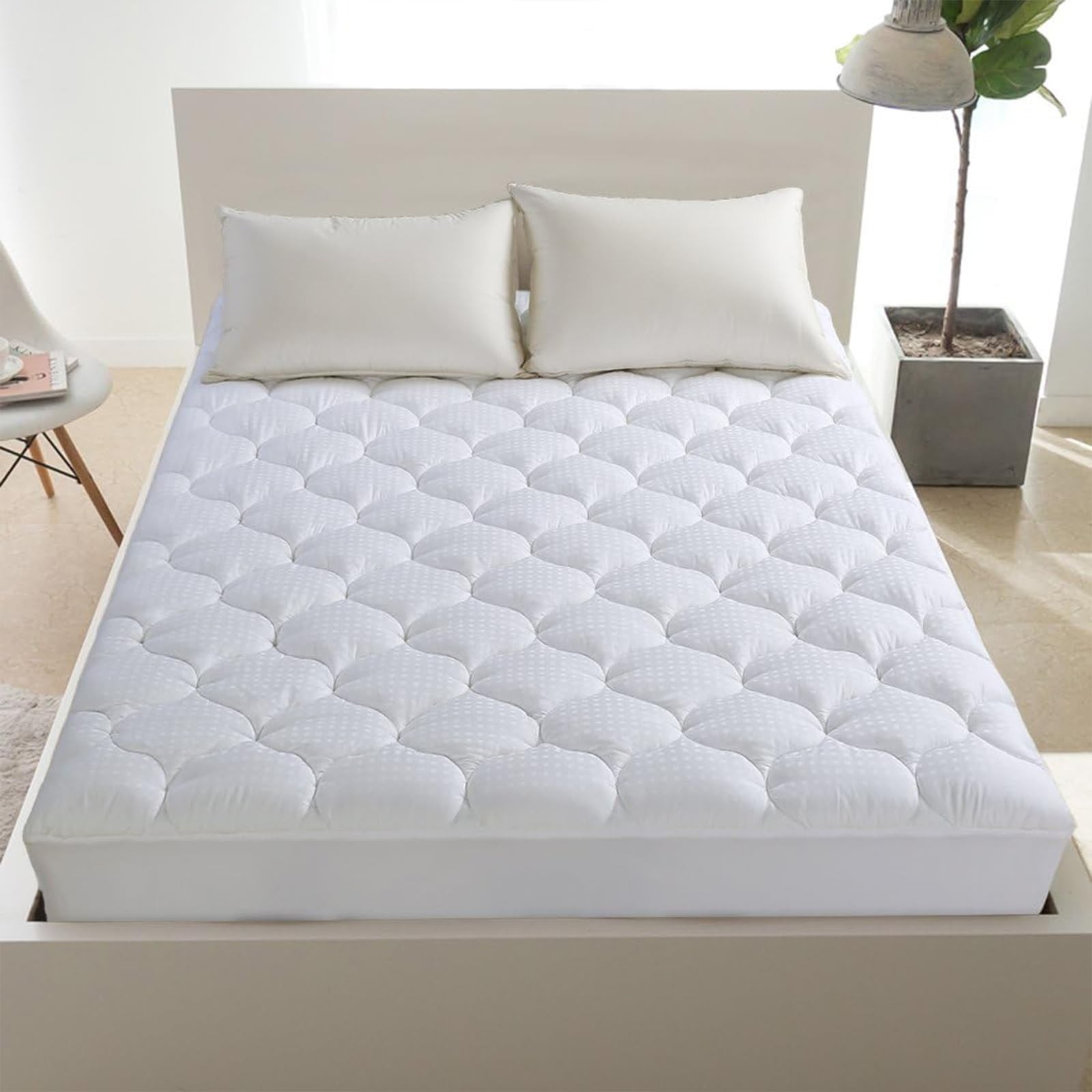 LEISURE TOWN Olympic Queen Mattress Pad Cover Super Queen, White