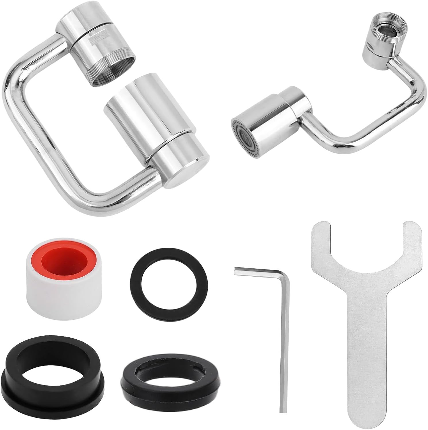 U Shaped Faucet Extender, Zinc Alloy 1080° Rotatable Faucet Aerator Extension Sw
