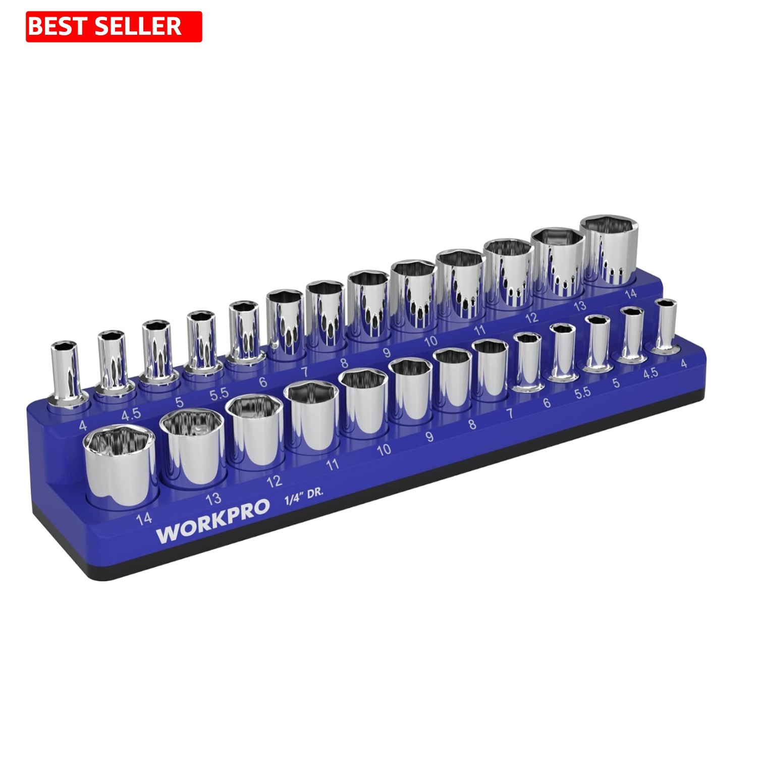 Effortless Organization: 26-Piece Magnetic Socket Holder with Soft Rubber Base