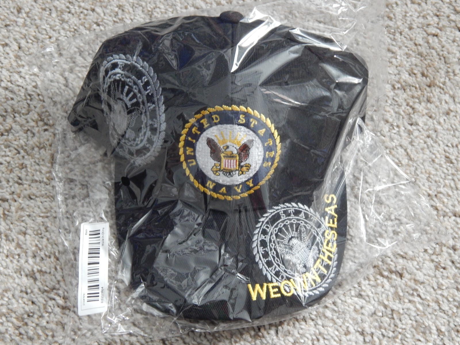U.S. Navy USN United States Navy We Own The Sea's Black Cap Hat Adjustable NEW