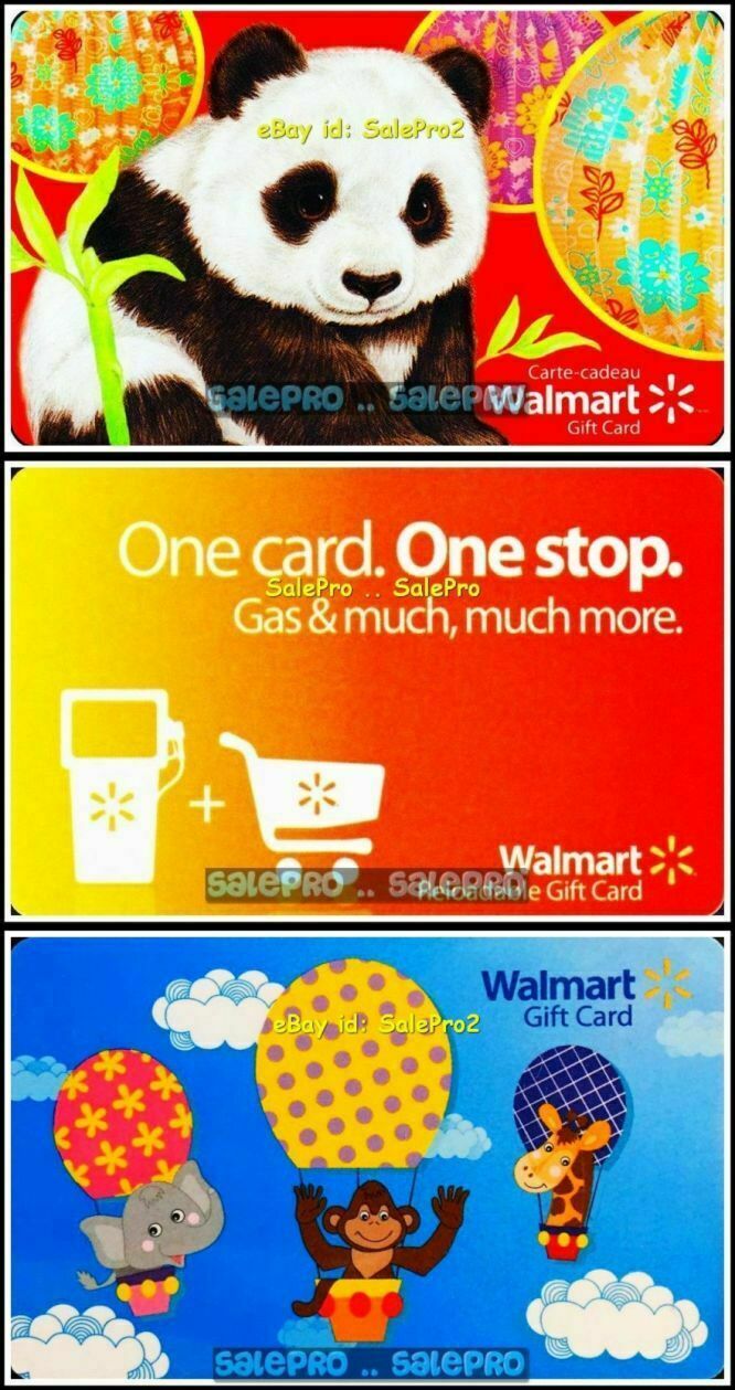 3x WALMART CHINESE PANDA & GAS STOP CIRCUS BALLOONS COLLECTIBLE GIFT CARD LOT