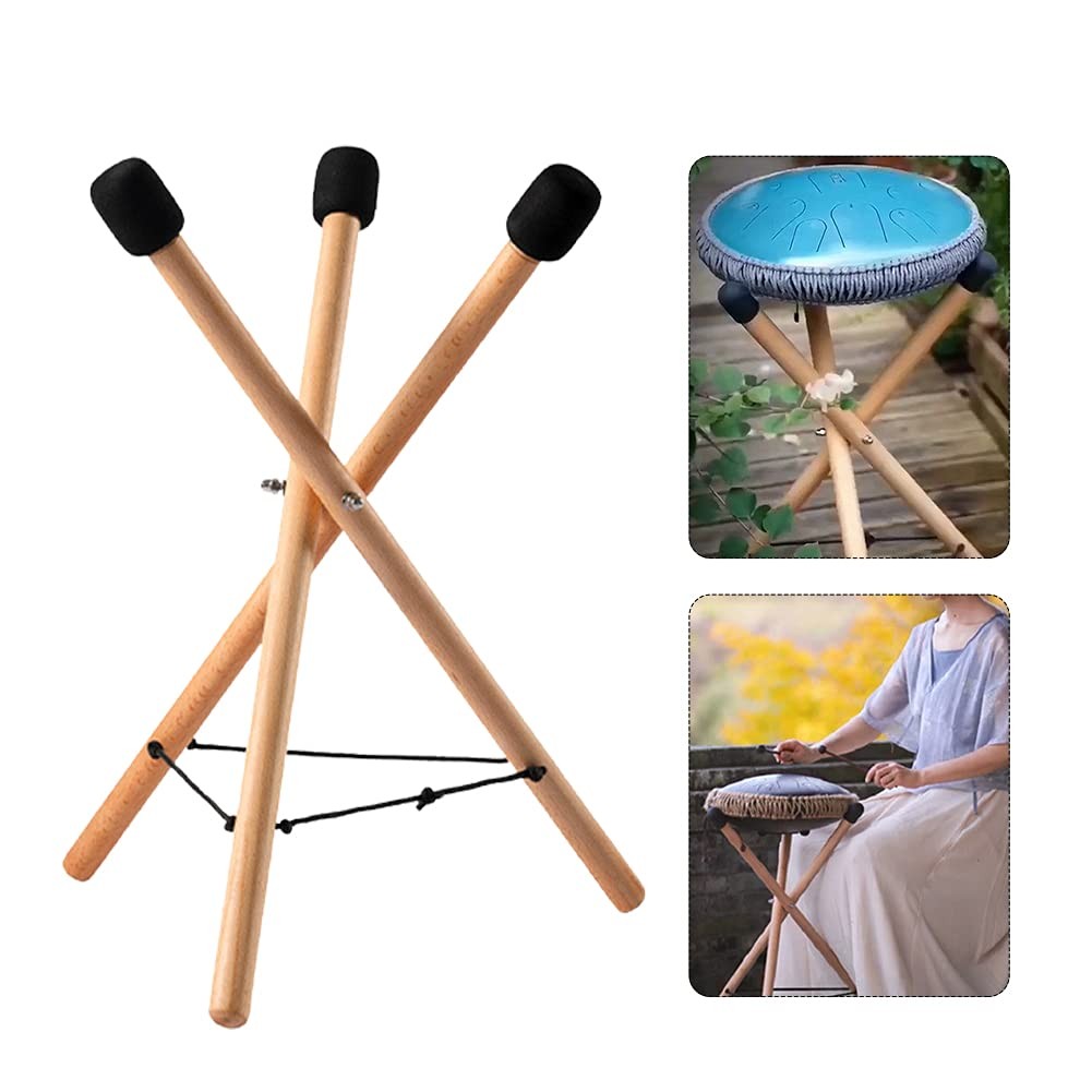 EMVANV Handpan Drum Stand, Solid Wood Adjustable Triangular Extendable Snare Hol