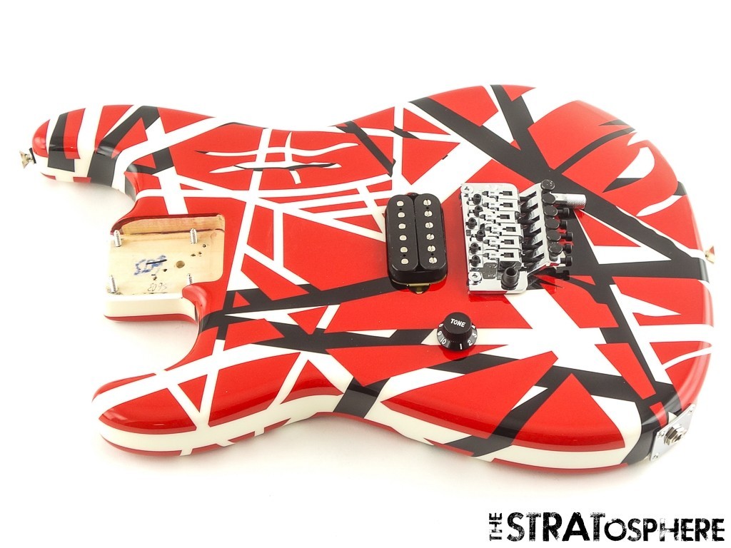 LEFTY EVH Striped Series LOADED BODY Floyd Rose DTuna Red, Black and White