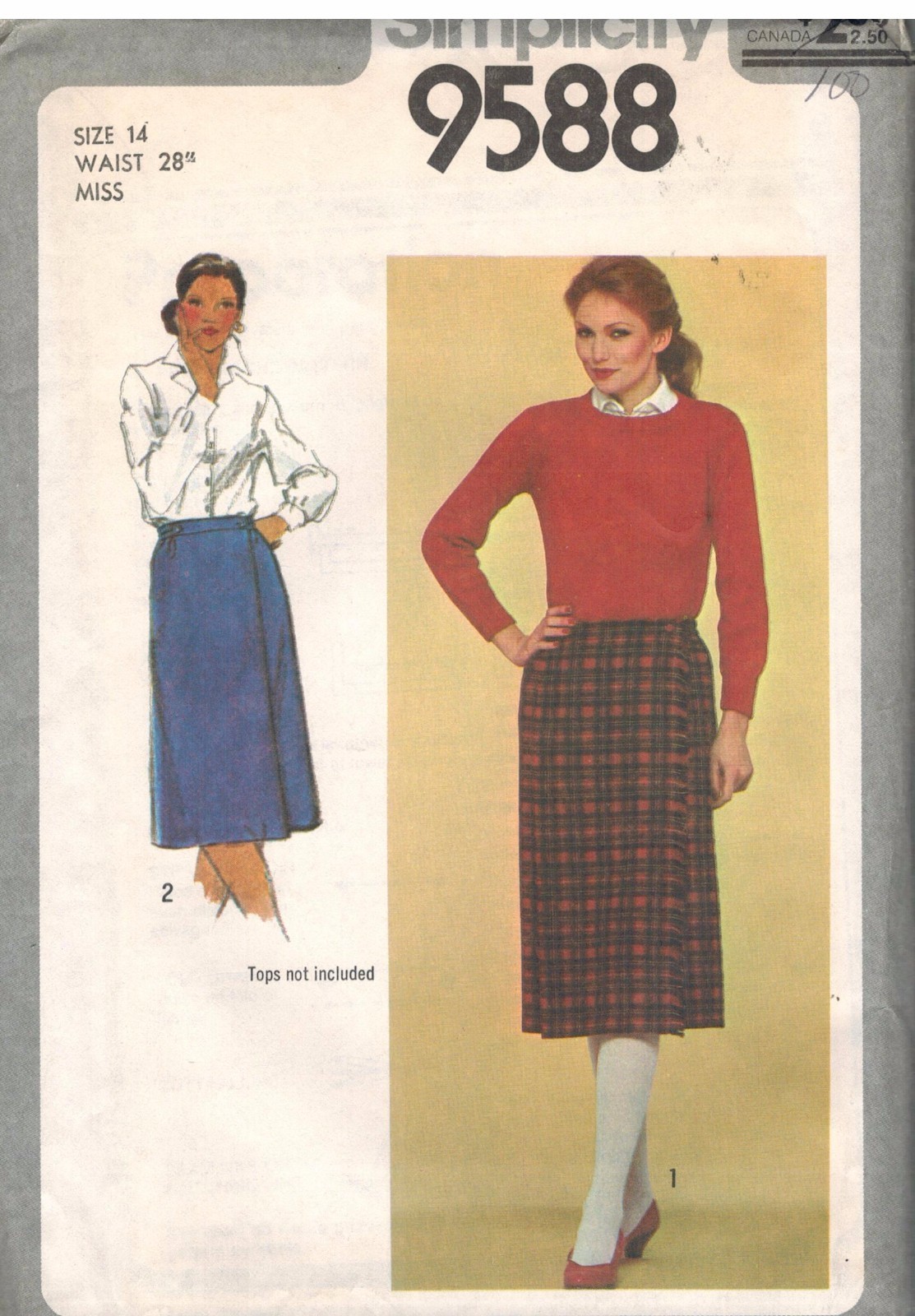 9588 UNCUT Vintage Simplicity Sewing Pattern Misses Front Wrap Skirts OOP 1980s