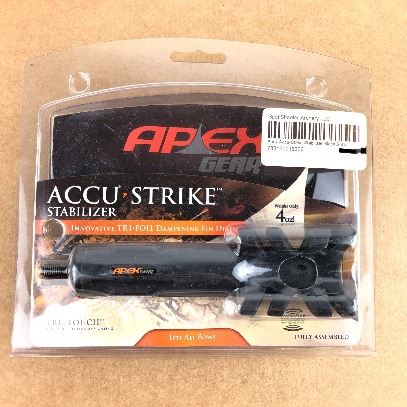 Apex Gear Bow Stabilizer Accu Strike Black 4oz, 5.8" Universal AG826BK Archery