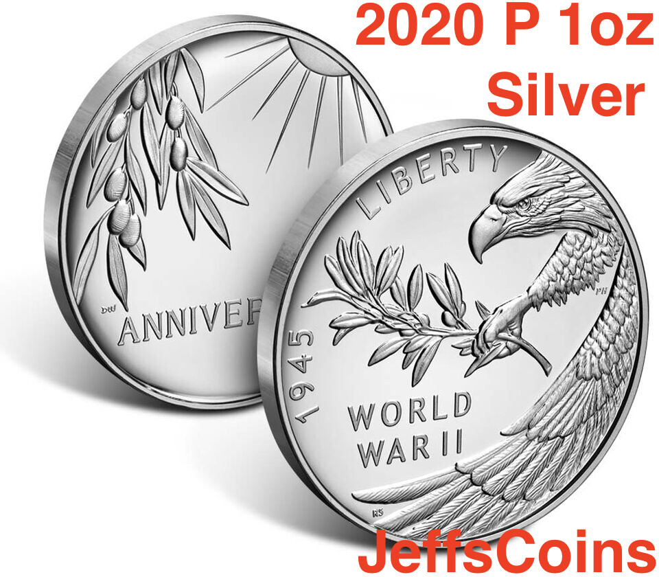 2020 P Mint End of World War II 75th 1 oz .999 Silver Medal Eagle 1945 20XH Rare