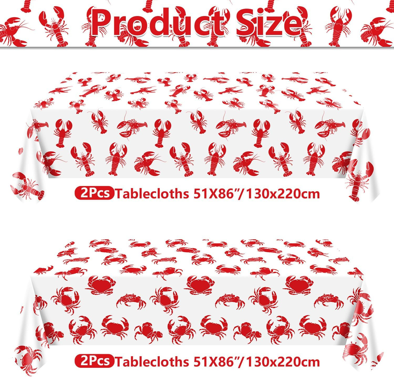 4 Pack Seafood Crawfish Crab Tablecloths Plastic Red Lobster Crawfish Table Cove