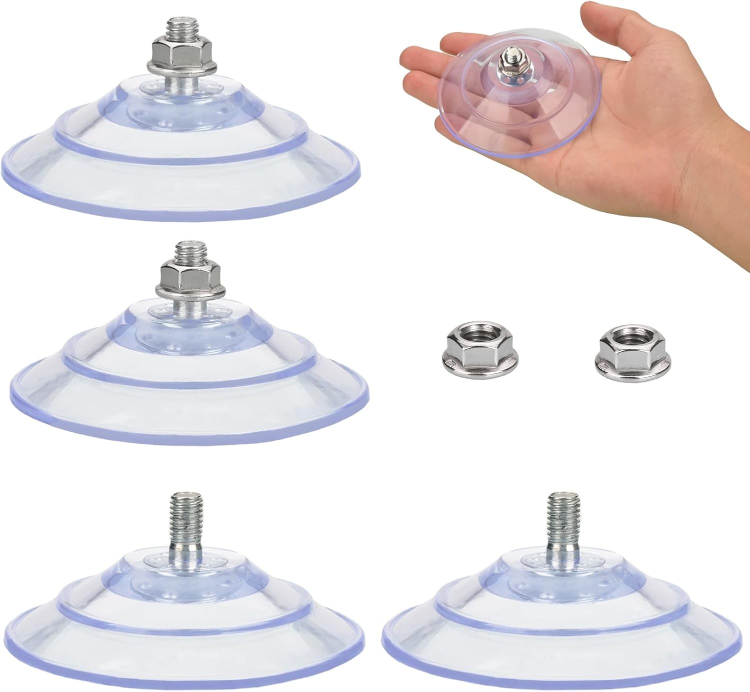 Upgraded Large Suction Cup W/ Screws 3.4"/85mm Plastic Suction Pads 4 Pack Clear