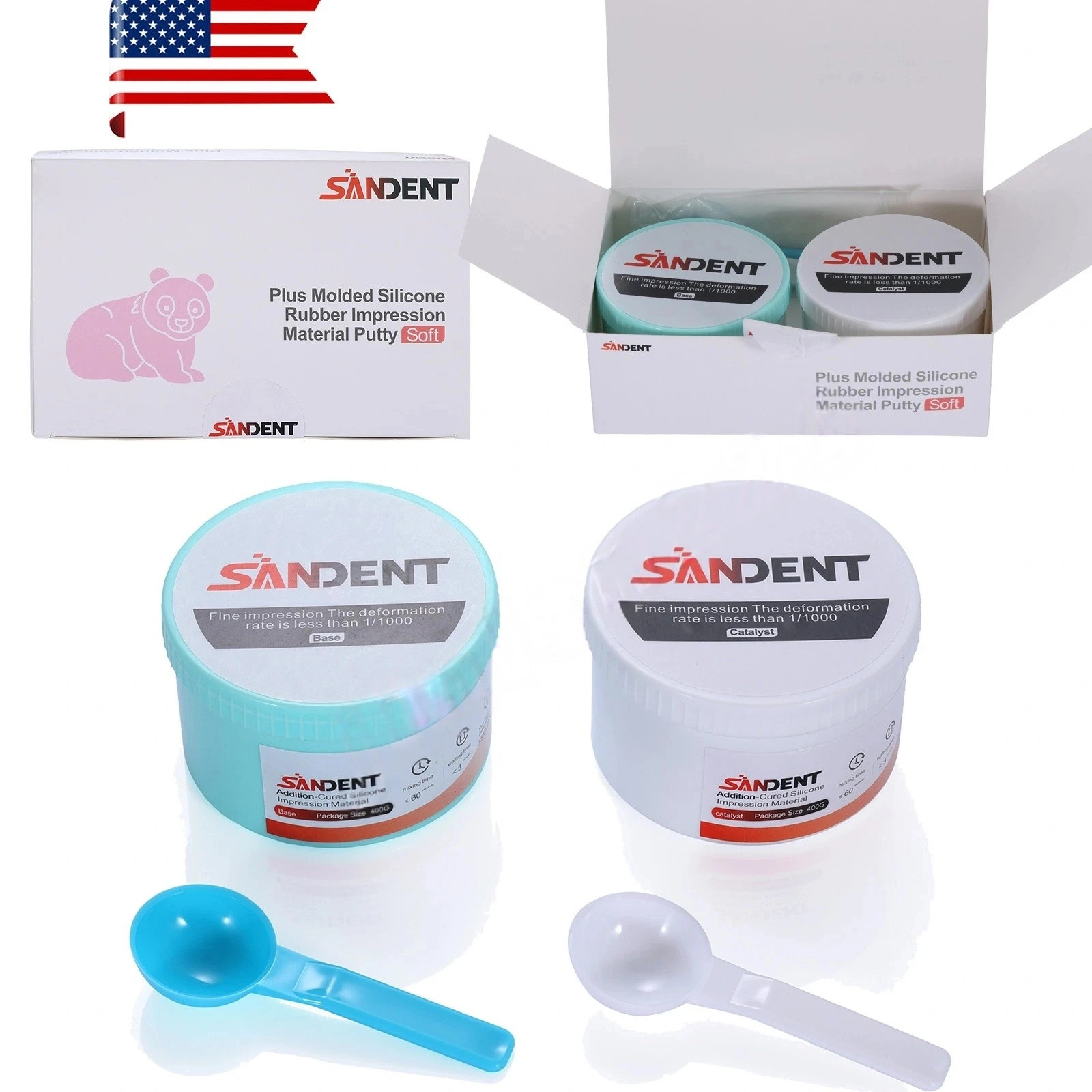 Dental Soft Putty Fast Set Impression Material 400g Base + Catalyst