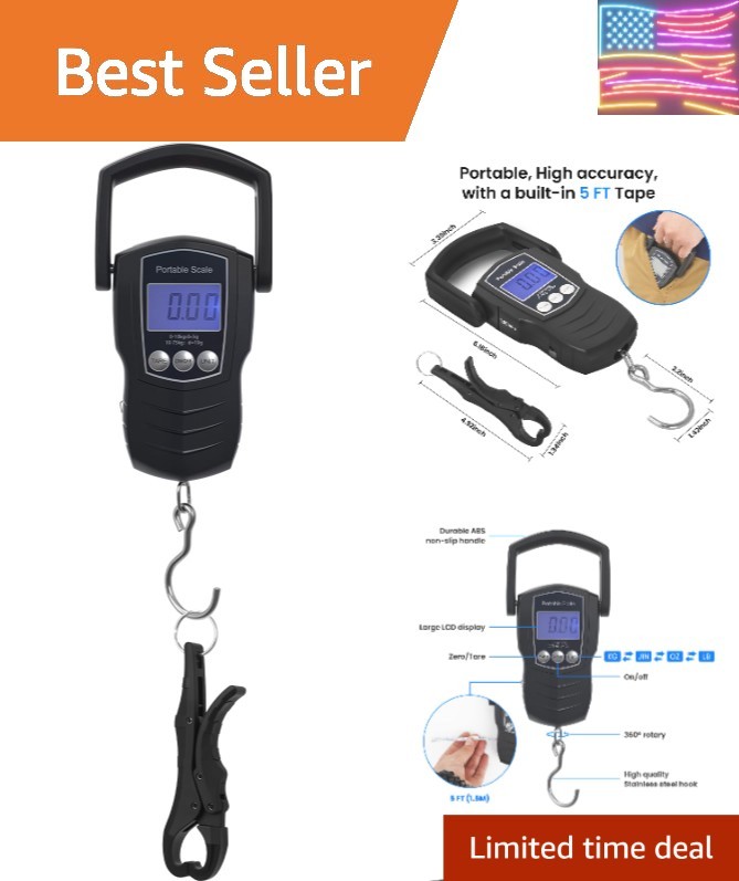 Digital Fish Scale, 75KG （165LB） Professional Fishing Scale Luggage Scale & F...