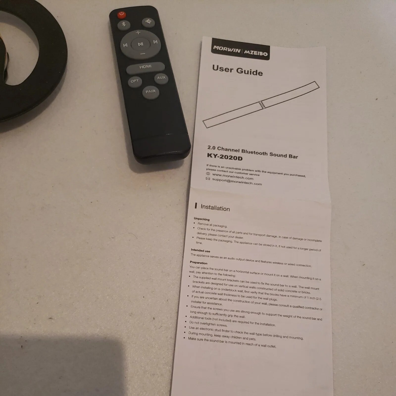 Morwin / MZeibo KY-2020D Sound Bar Speaker 2.0 Channels Remote Control Bluetooth