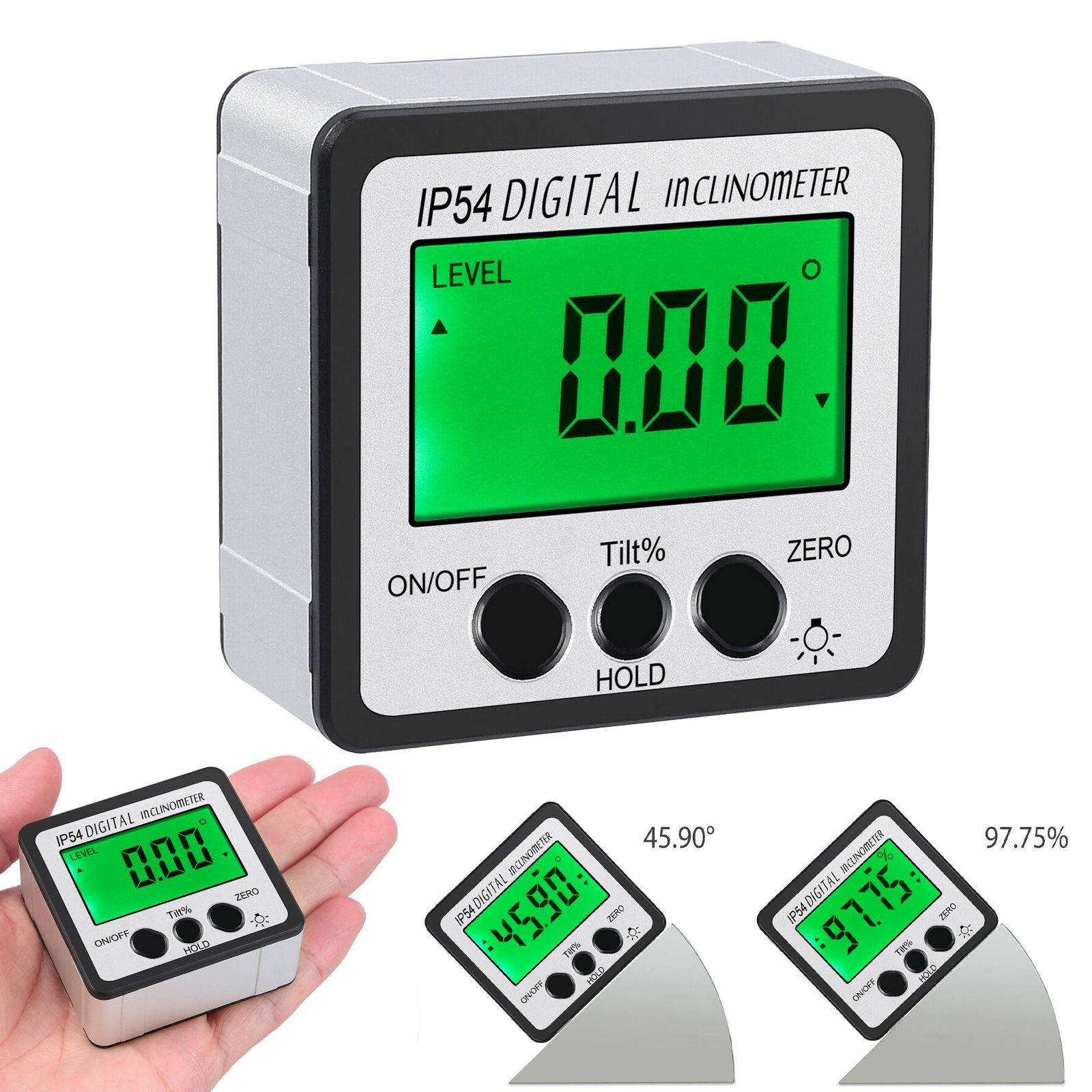 360° Level Box Gauge Digital LCD Inclinometer Protractor Magnetic Angle Finder