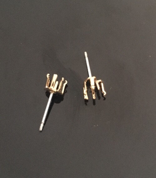 Earring Post Findings 10 Pairs -20 Pcs - Gold Tone -heart Shape 5x5