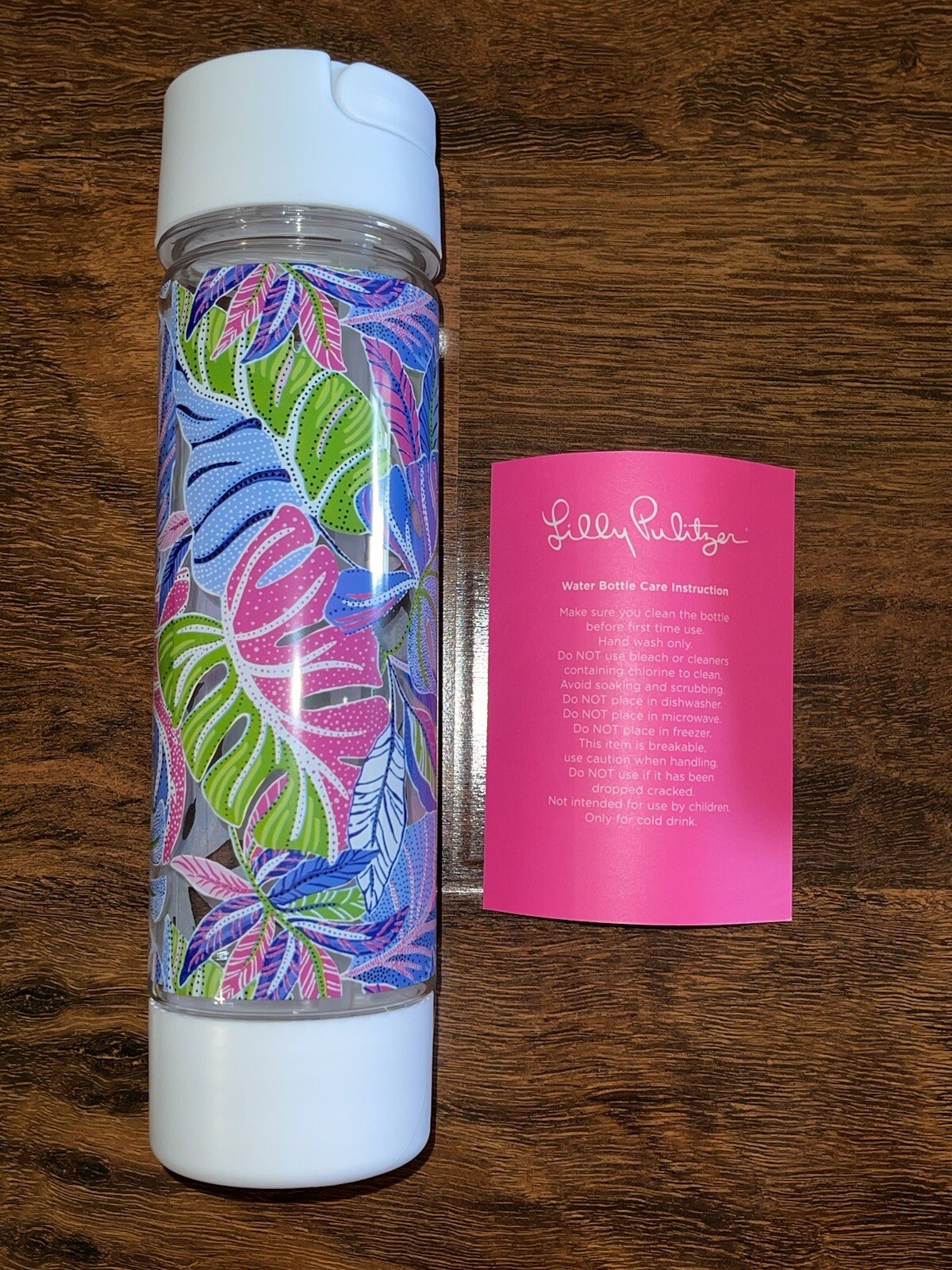 Lilly Pulitzer BELEAF IN YOURSELF 24OZ WATER BOTTLE Cold Drink BPA-Free GWP NWT