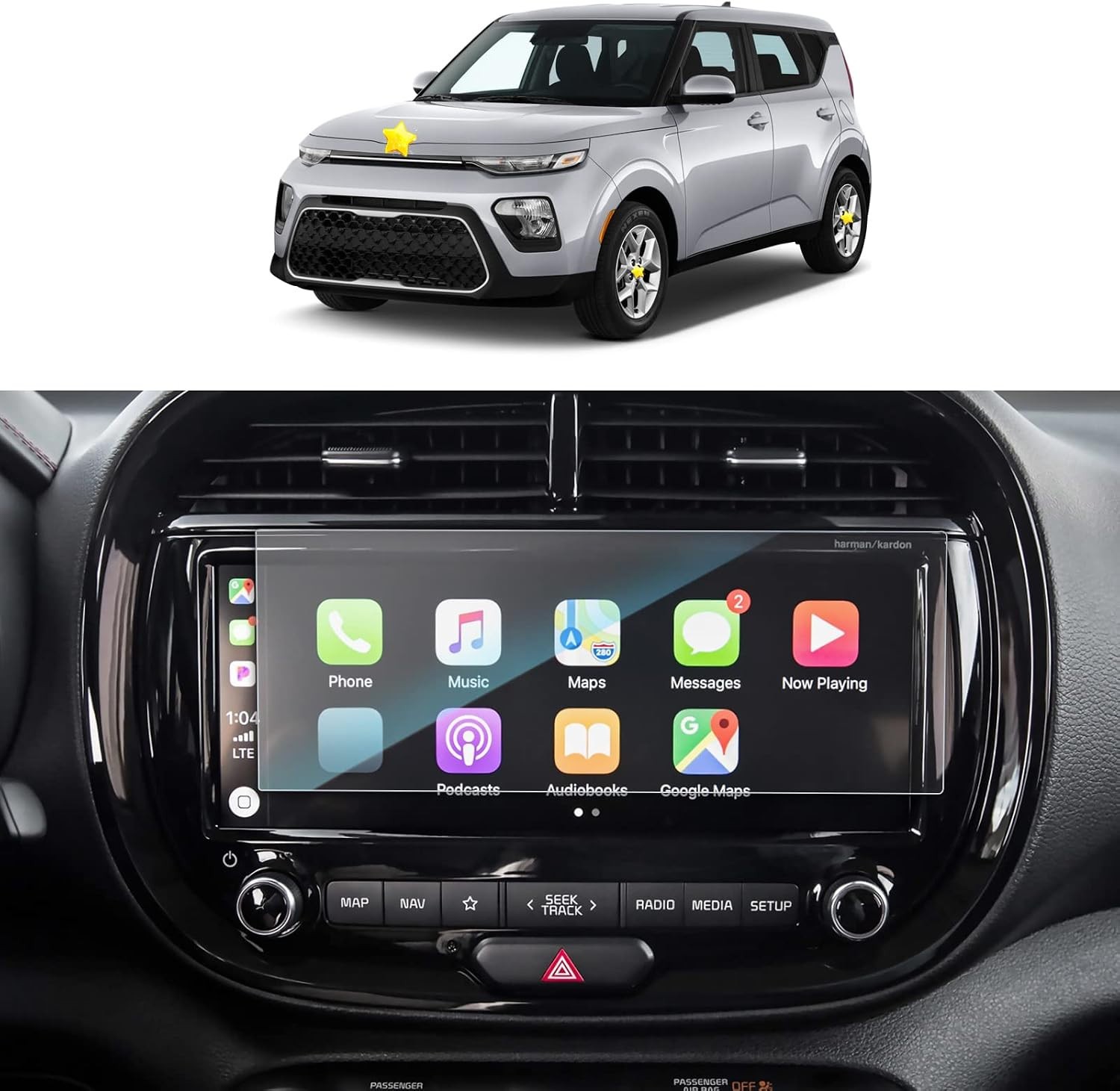 2020-2022 Kia Soul Screen Protector for 10.25 inch Navigation Display Temp Glass