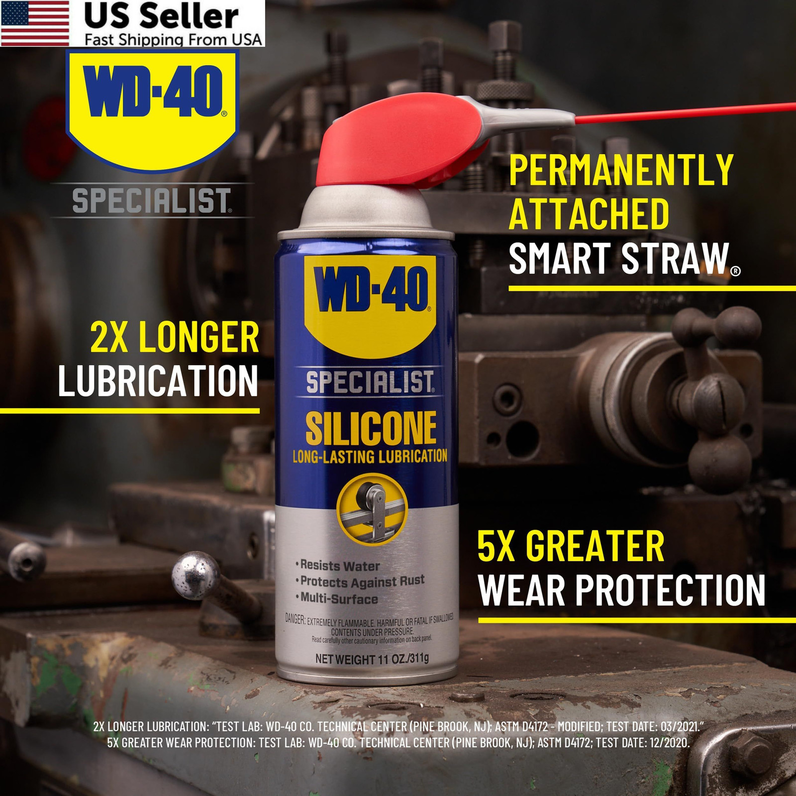 WD-40 Specialist Silicone Lubricant with SMART STRAW SPRAYS 2 1-Pack, Silver