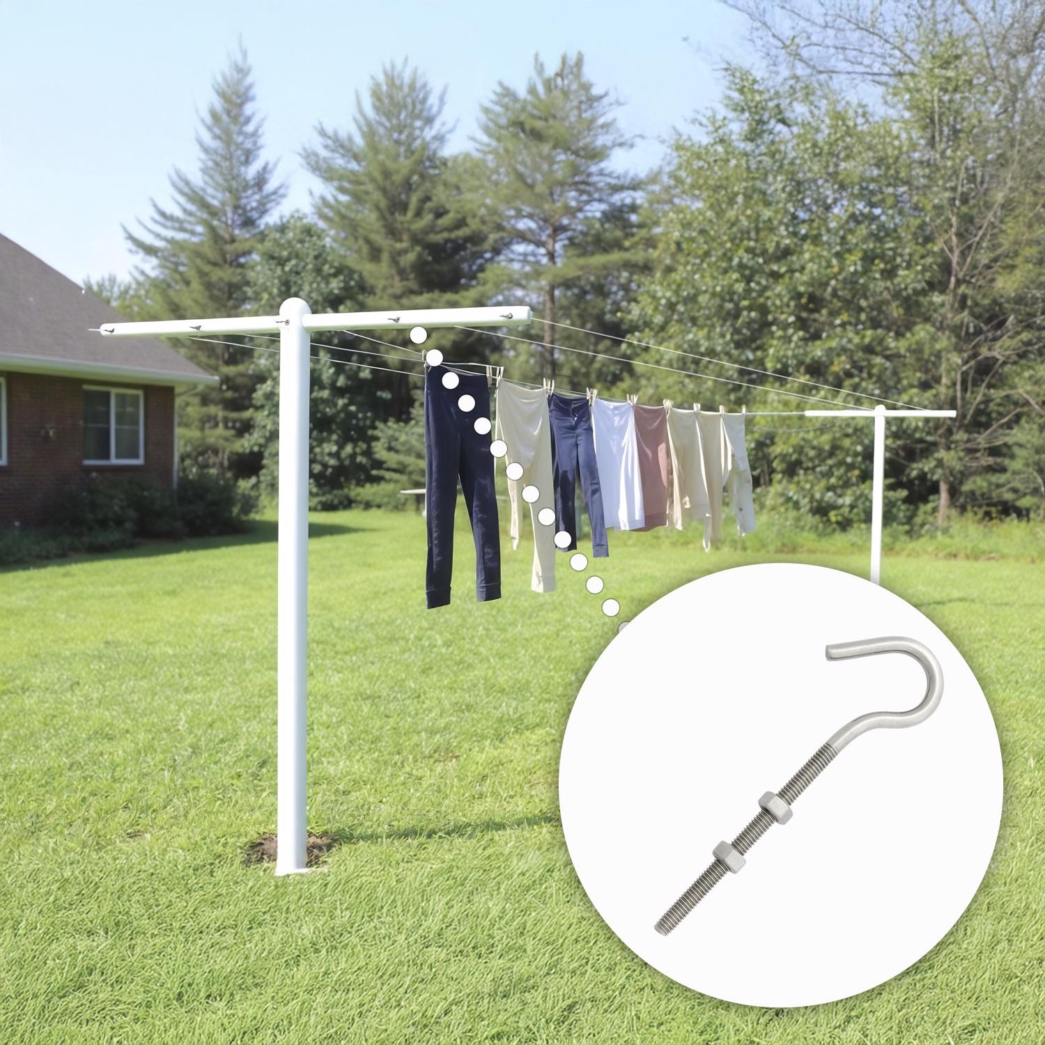 Hampton 02-3489-200 Stainless Steel Medium Clothesline Hook 160 lbs. (Pack of 5)