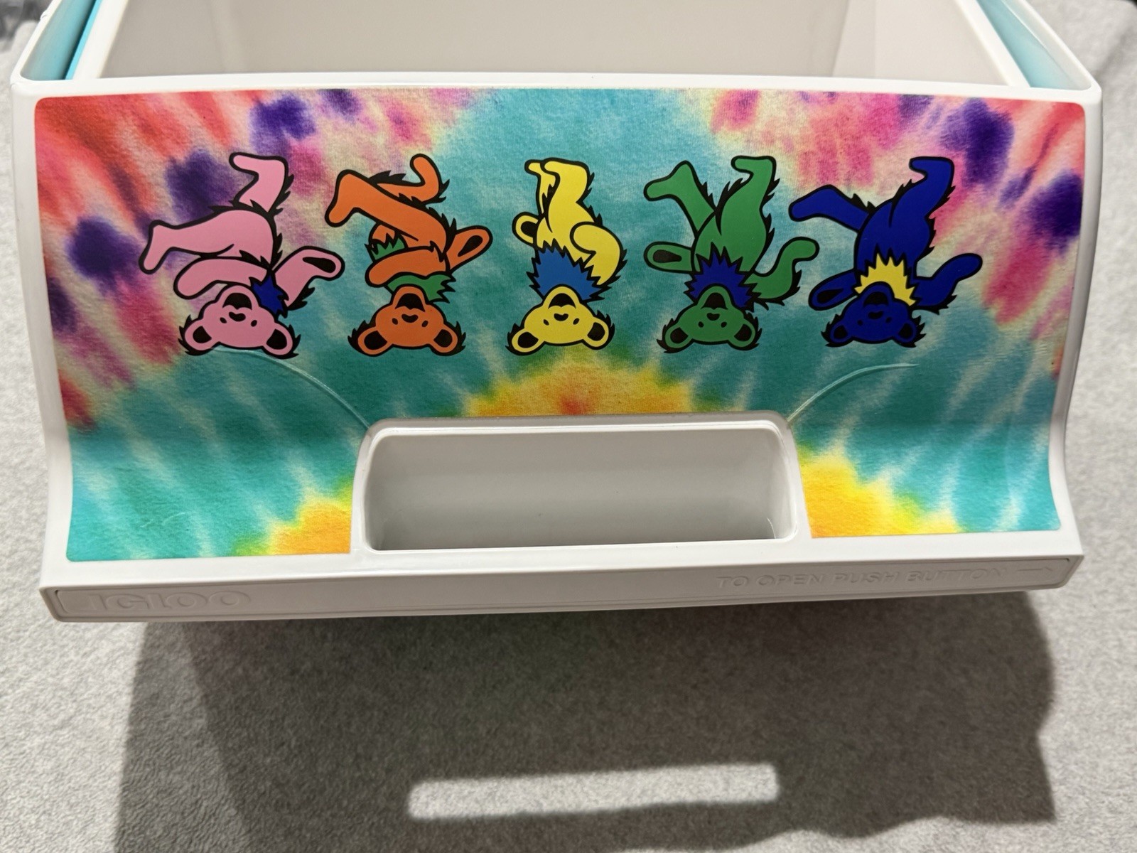 Igloo Grateful Dead Bears Cooler Storage Lunch Box Tie Dye Plastic Case Preowned