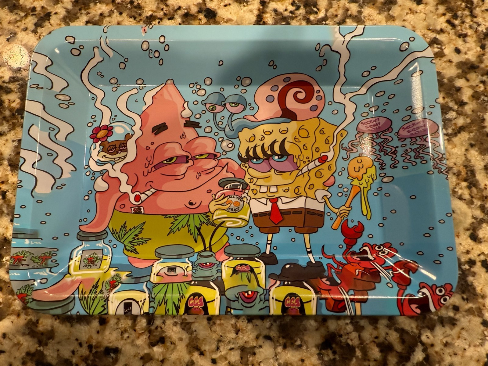 Premium Rolling Tray Ash Tray Spongebob Patrick 7inx5in
