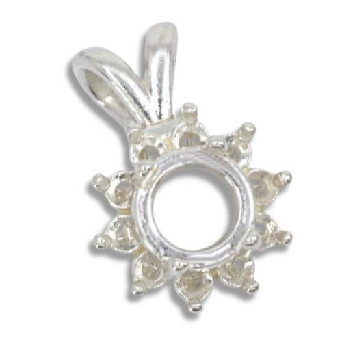 Round Cabochon Cluster Pre-notched Pendant Mounting
