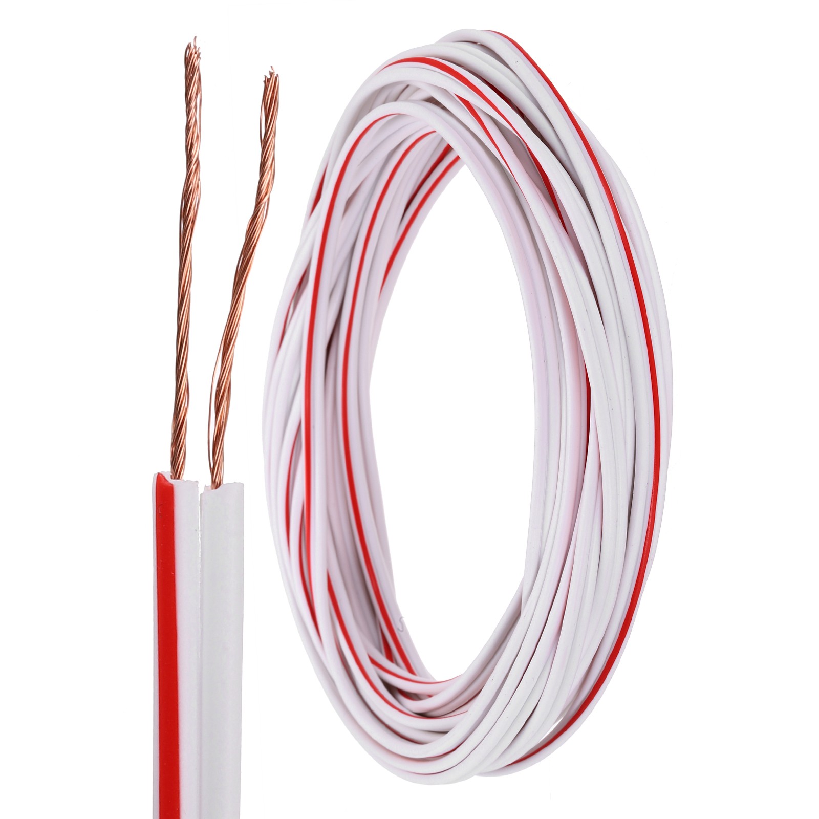 25ft Universal Garage Door Wire, 20AWG 2 Conductor Door Bell Wire, White