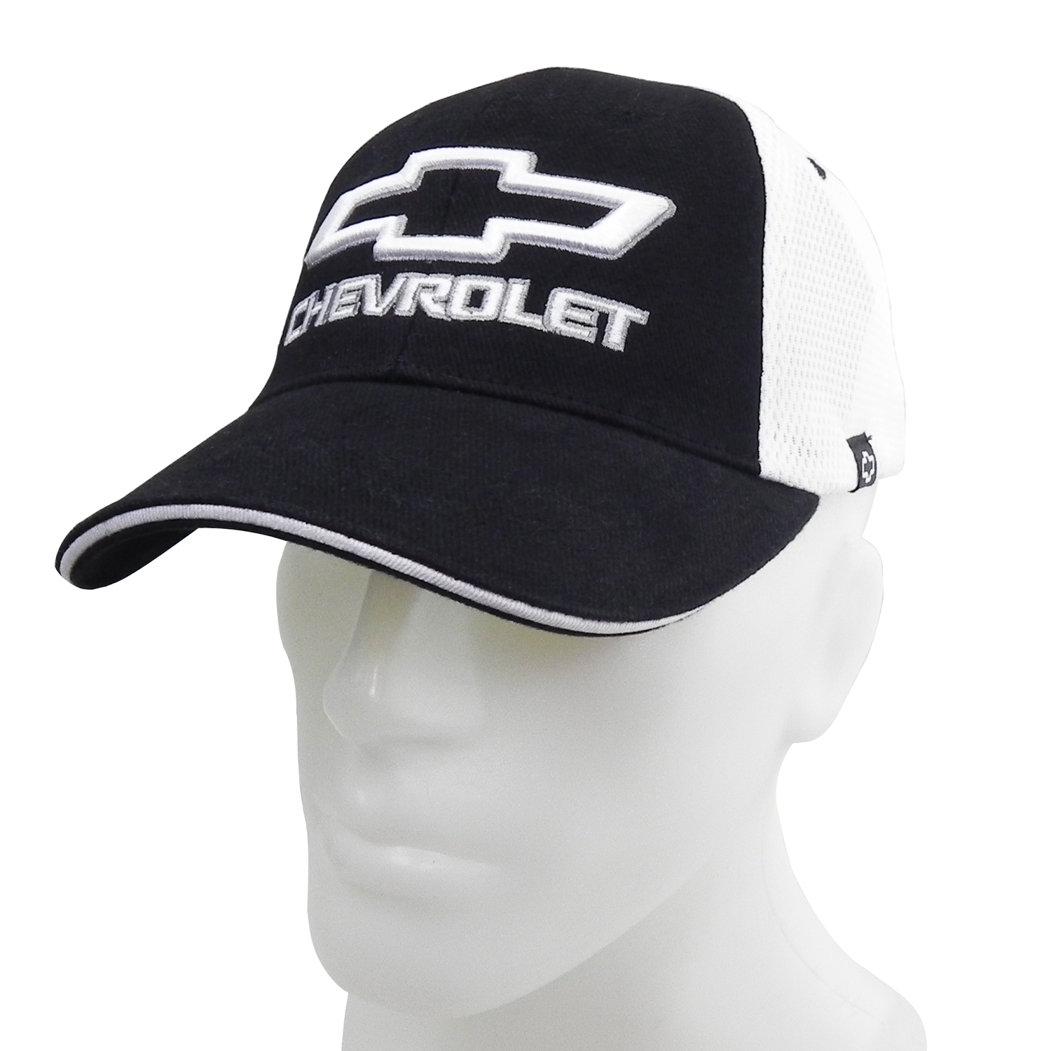 Chevrolet Logo Black with White Mesh Back Baseball Hat Baseball Cap