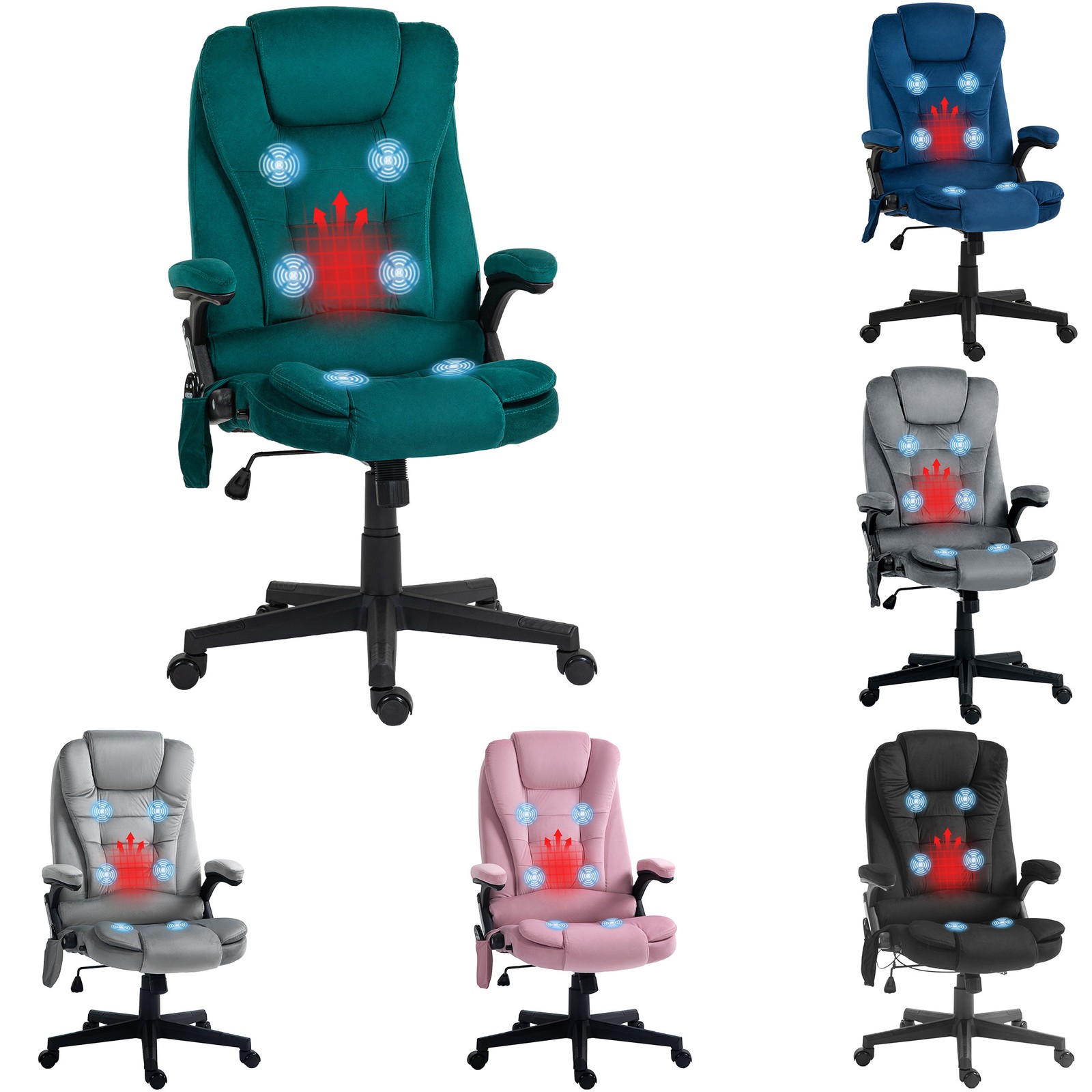 HOMCOM 6 Point Vibrating Massage Office Chair with Lumbar Heat