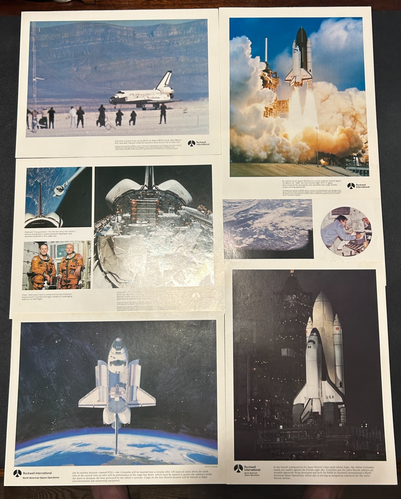 6 ea NASA Rockwell international photos litho  Bottom 2  are RARE