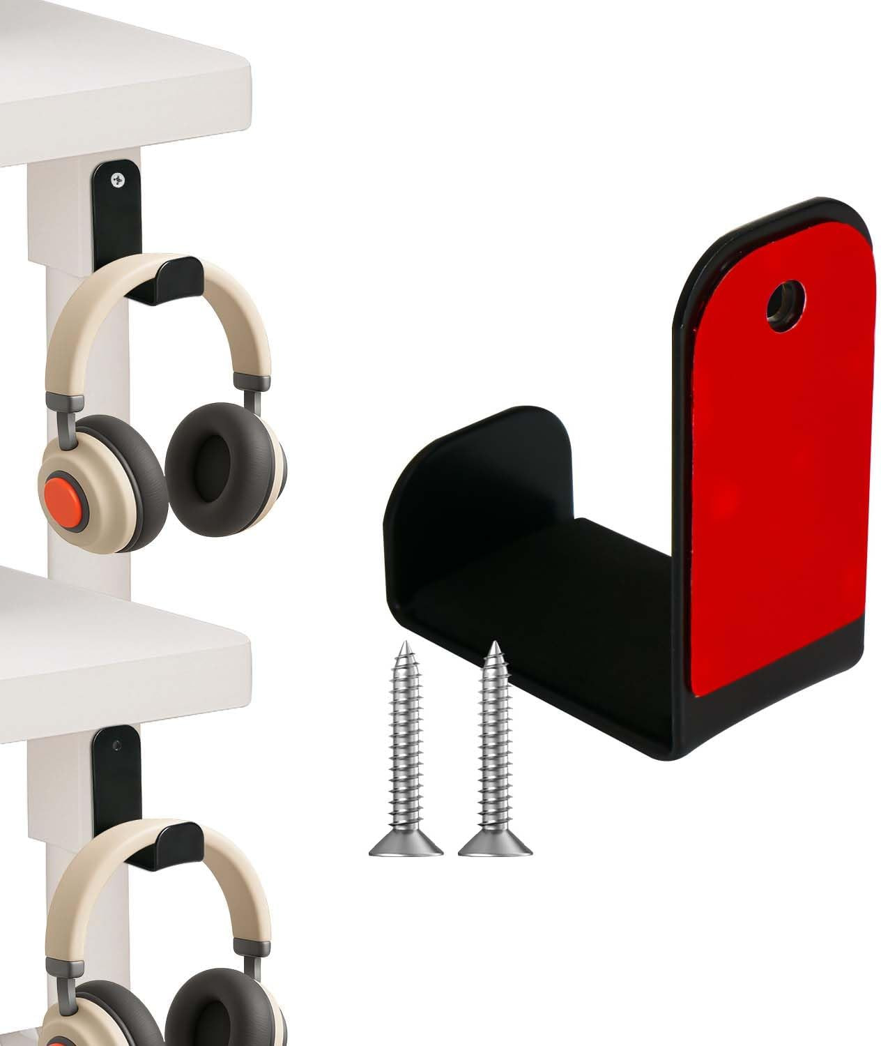 Headphone Wall Mount Holder, Adhesive & Screw Headset Hanger with Rubber Pad, Un