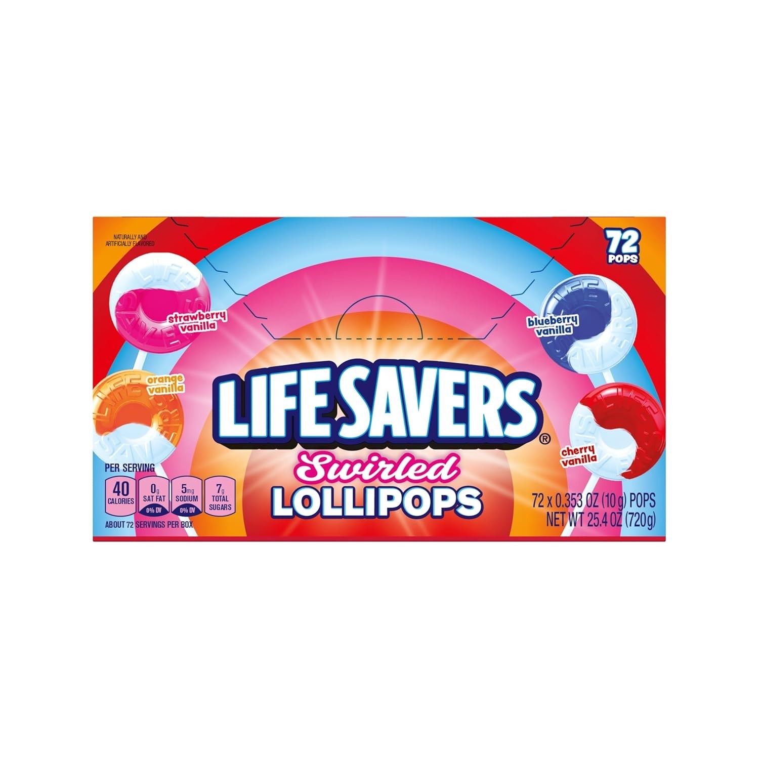 Individually Wrapped LIFE SAVERS Swirled Lollipops - 72 Count for Kids' Parties