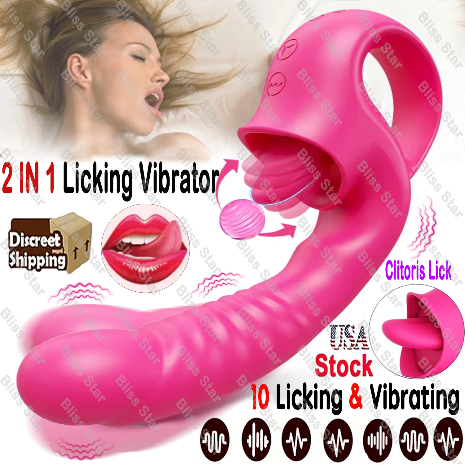 Clit Licking Tongue Oral Vibrator G-Spot Dildo Vibrator Clit Sex Toys for Women