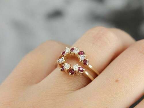 1Ct Lab Created Diamond Ruby Enhancer Wrap Wedding Ring 14k Yellow Gold Finish