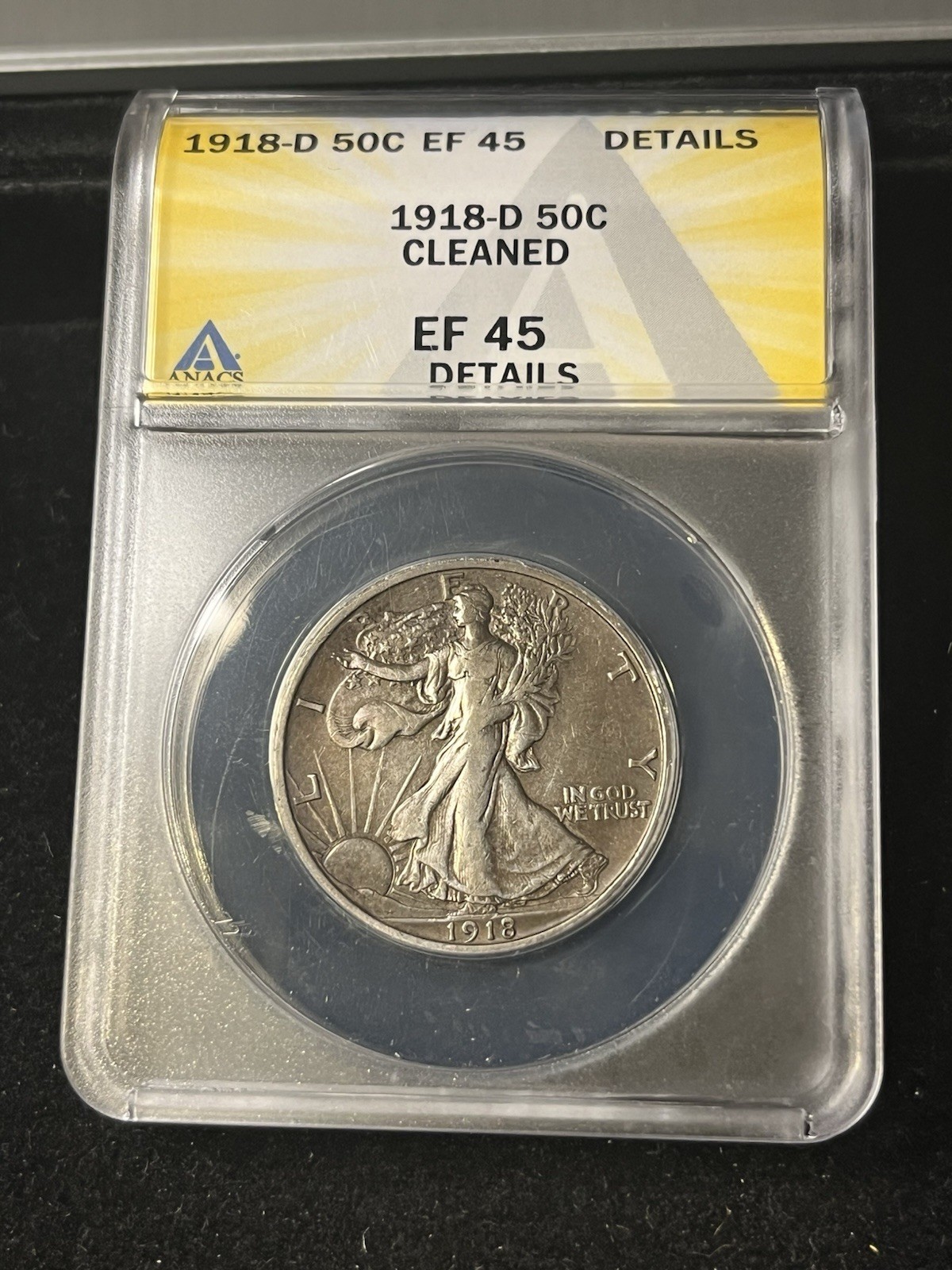 1918 d walking liberty half dollar Xf+ Details