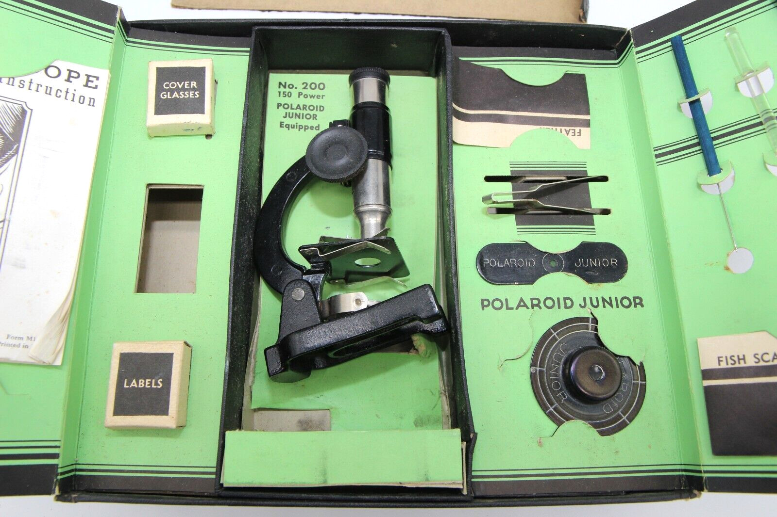 Vintage Gilbert Microscope Set No. 200 w/ Polaroid Junior