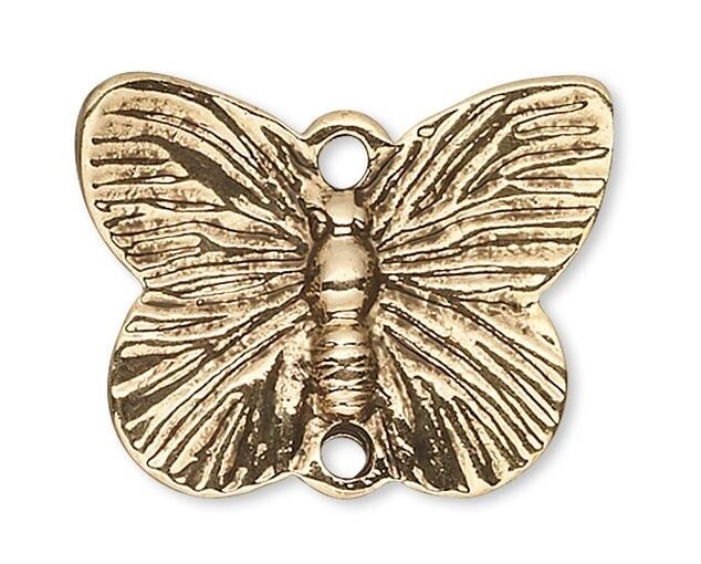 10 Antiqued Gold Pewter 18x14mm Butterfly Link Connectors  *