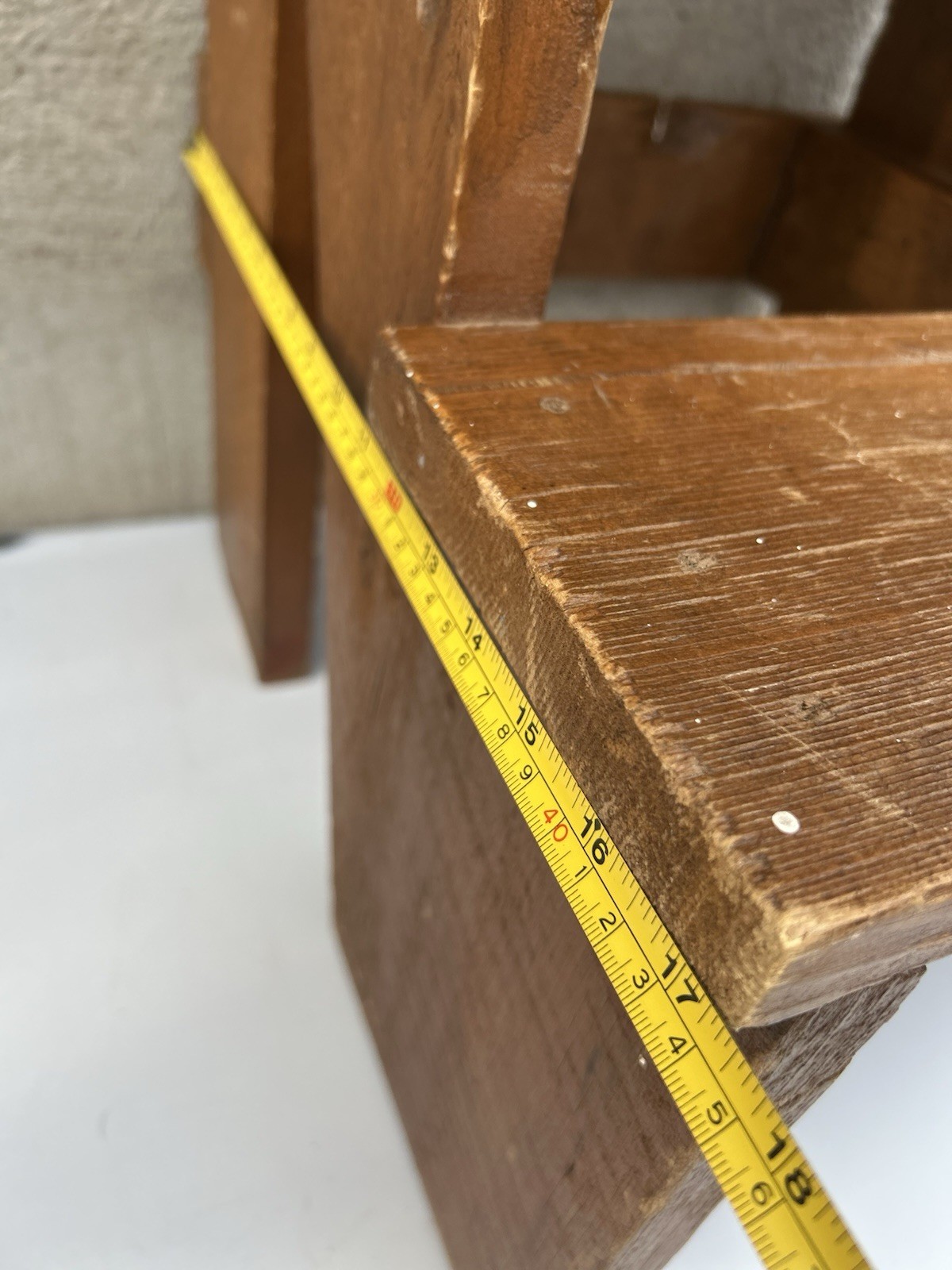 Vintage Rustic Solid Wood 2-Step Stool Farmhouse Bench Plant Stand Brown 19+