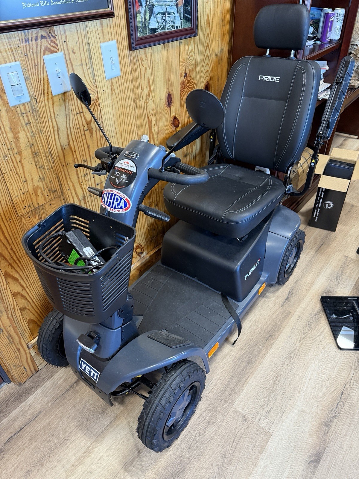 Pride Pursuit 4-Wheeled Mobility Scooter Black Padded Armrest
