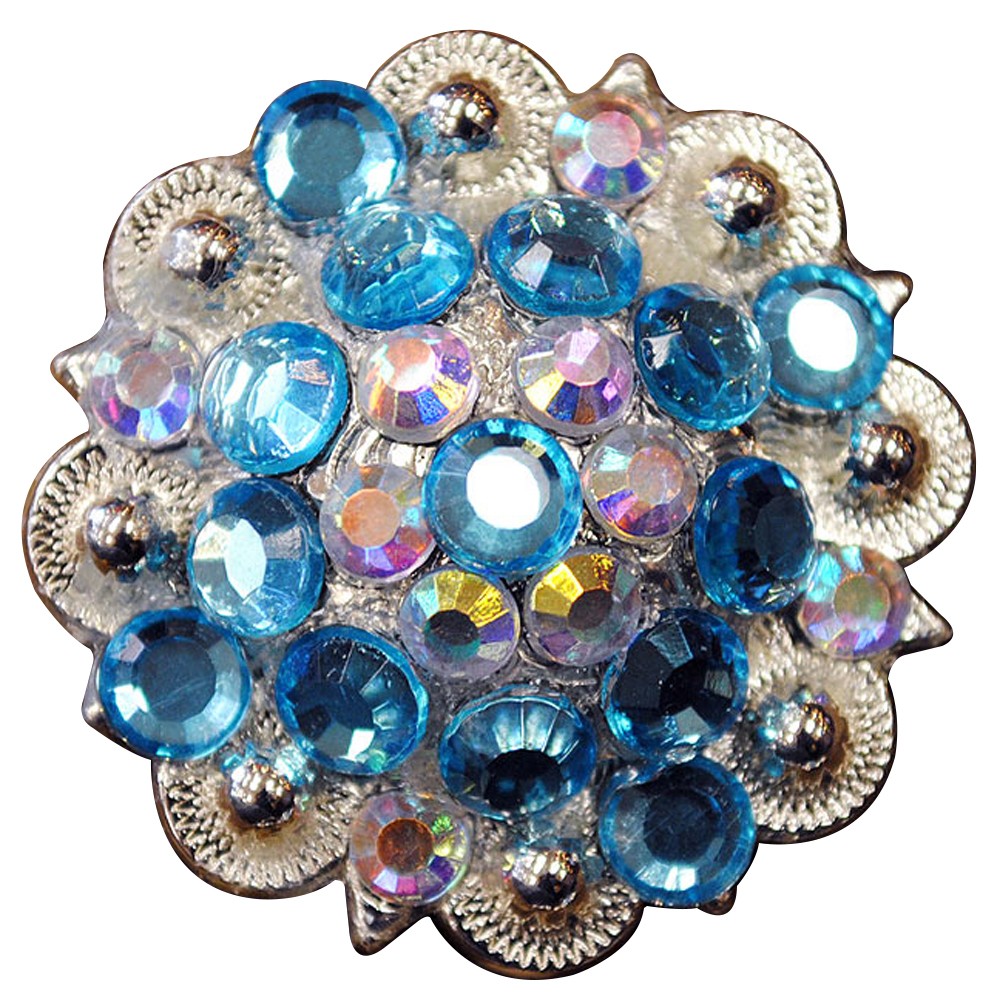 HILASON Set of 2 Western Screw Back Concho Turquoise Ab Crystal Saddle and