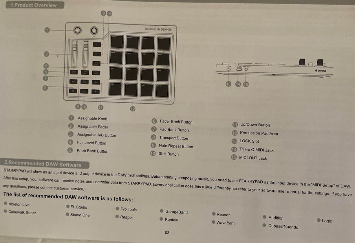 Donner Starry Pad Controller