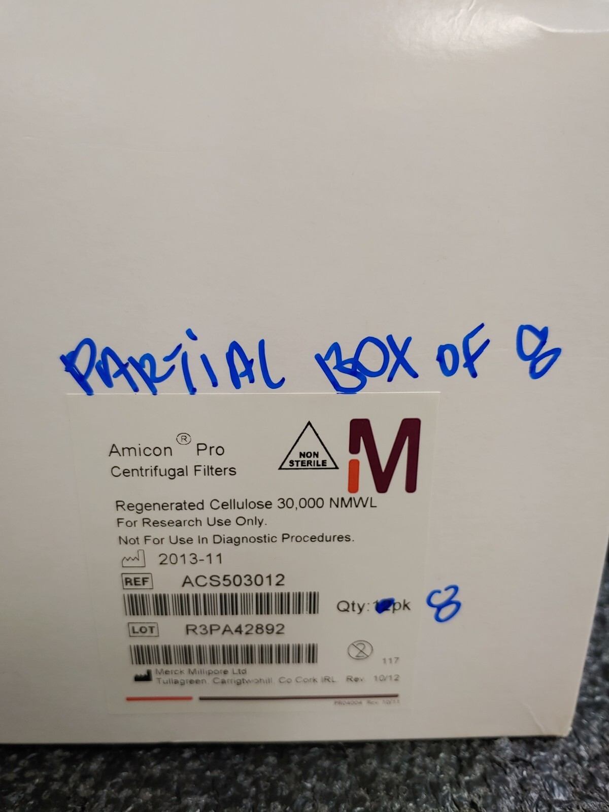 Partial Box of 8 MILLIPORE Amicon Pro Centrifugal Filters ACS503012 30000 NMWL