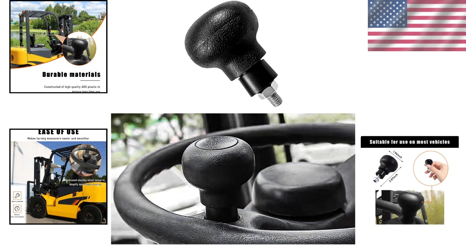 Quick Install Non-Slip Steering Wheel Spinner Knob for Enhanced Driving Control