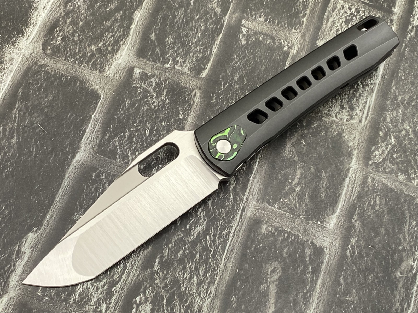 Twosun TS451-M398-Black Folding Knife M398 Blade Titanium Handle Pocket Knife