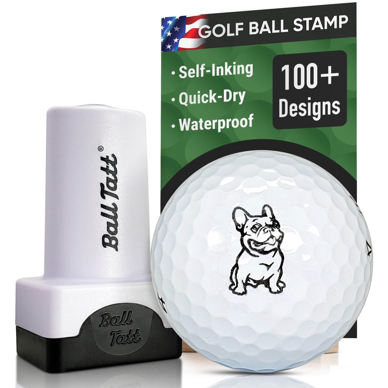 Ball Tatt - French Bulldog Golf Ball Stamp Marker Quick-Dry Self-Inking Stamper