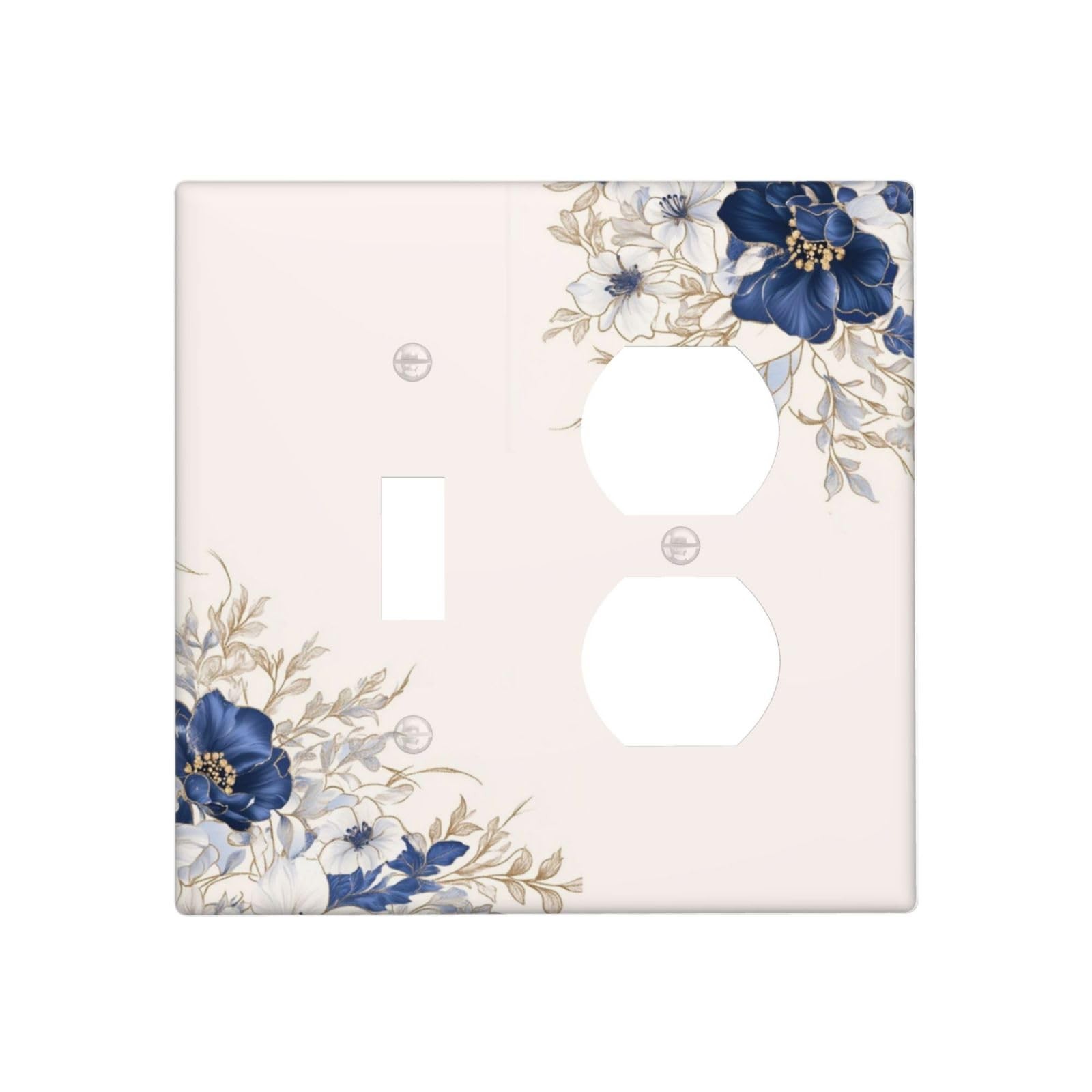 Decorative Outlet Covers Rustic Blue White Flowers Floral Penoy 2 Gang Wall P...