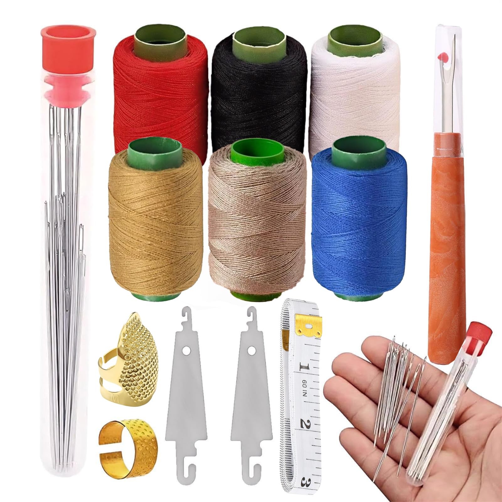 37PCS Sewing Tool Set, Big Eye Steel Needles Kit, Needle and Thread...